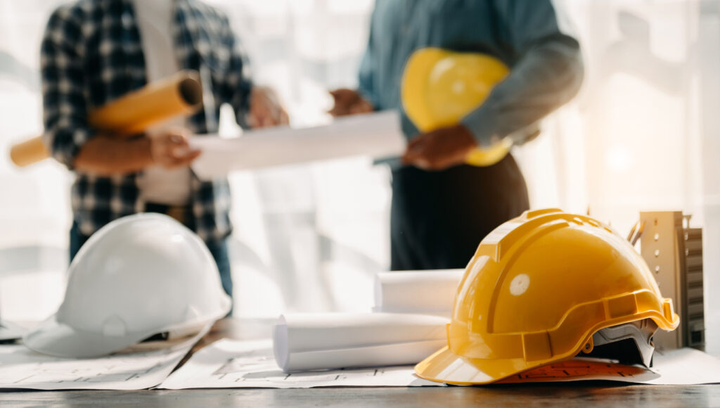 working together on construction project at the work site